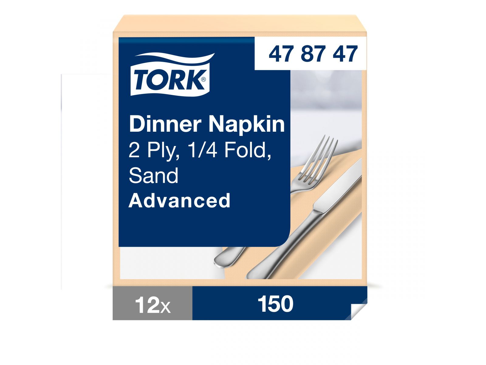 Serwetka 39x39 TORK 478747 Piaskowa Karton 1800 serwetek (12 x 150) Składana 1/4
